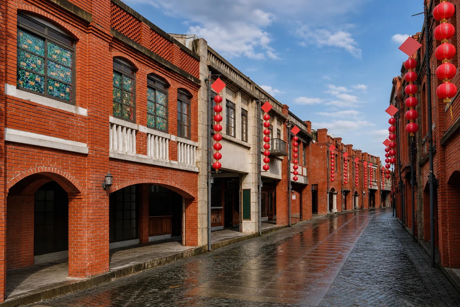 Parque de Artes Tradicionales de Yilan (宜蘭傳藝園區): calle de tiendas tradicionales